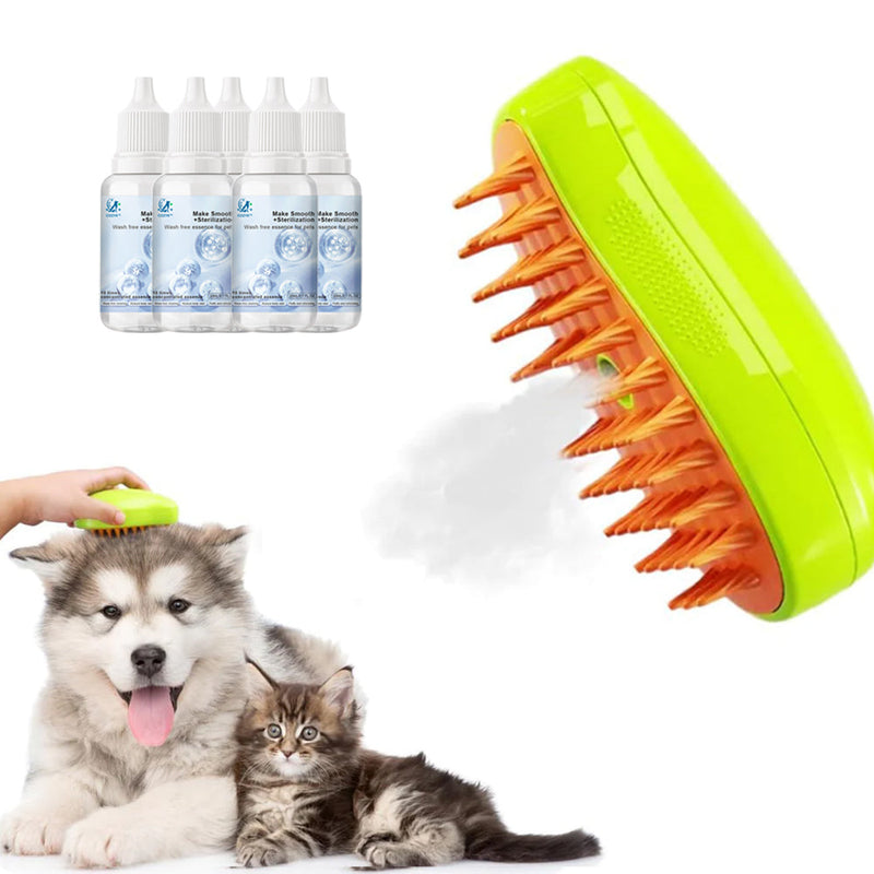Brosse à vapeur rechargeable exclusive et brevetée (95°F-113°F) pour le bain des animaux 