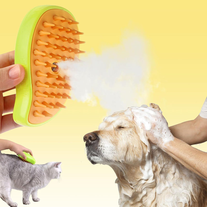 Brosse à vapeur rechargeable exclusive et brevetée (95°F-113°F) pour le bain des animaux 