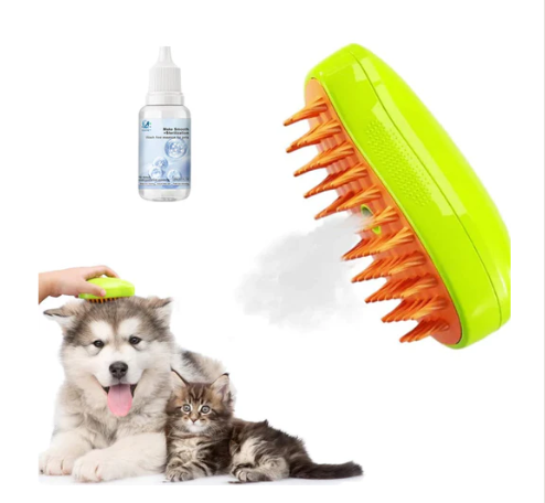 Brosse à vapeur rechargeable exclusive et brevetée (95°F-113°F) pour le bain des animaux 