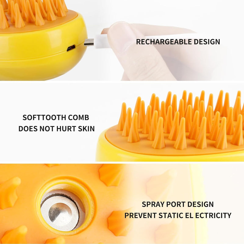 Brosse à vapeur rechargeable exclusive et brevetée (95°F-113°F) pour le bain des animaux 