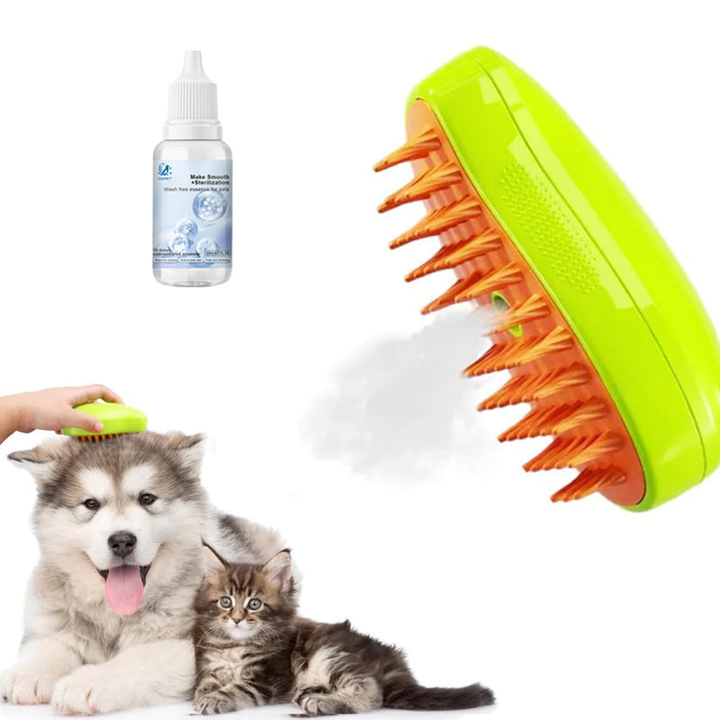 Brosse à vapeur rechargeable exclusive et brevetée (95°F-113°F) pour le bain des animaux 