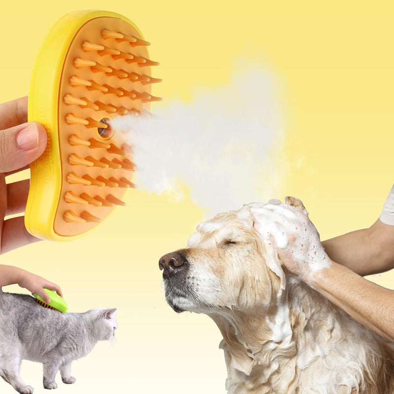 Brosse à vapeur rechargeable exclusive et brevetée (95°F-113°F) pour le bain des animaux 